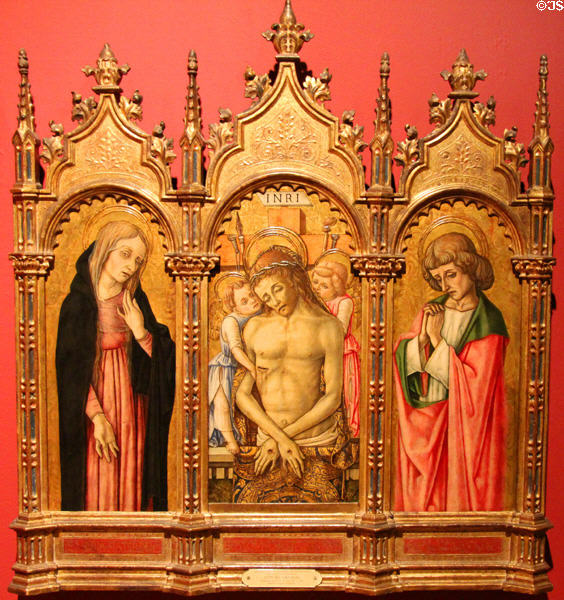 Pieta painting (c1481) by Vittorio Crivelli of Venice at University of Arizona Museum of Art. Tucson, AZ.