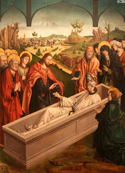 Raising of Lazarus painting (1480-8) by Fernando Gallego at University of Arizona Museum of Art. Tucson, AZ.