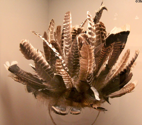 Raramuri (Tarahumara) native turkey feather Fariseo headdress (1978) from Northwest Mexico at Arizona State Museum. Tucson, AZ.
