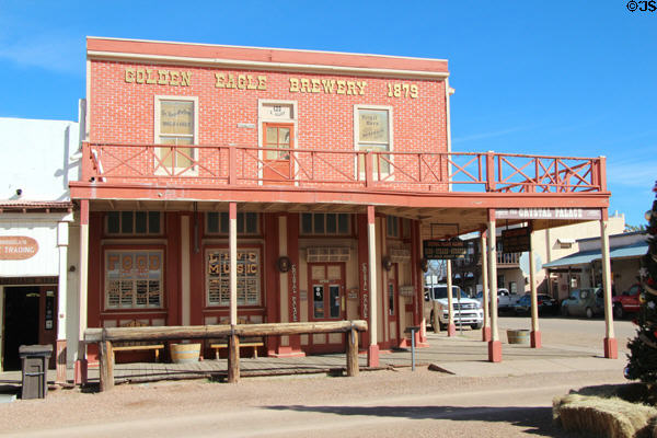 Golden Eagle Brewery Saloon (1881) (420 Allen at 5th) originally Crystal Palace (1880) with offices above including that of Virgil Earp, US Deputy Marshal. Tombstone, AZ.