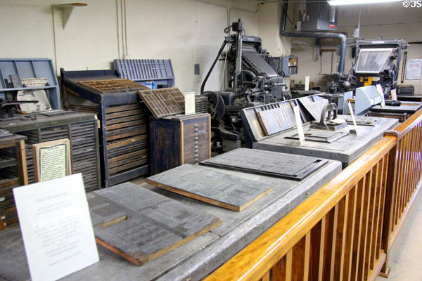 Typesetting examples at Tombstone Epitaph Museum. Tombstone, AZ.