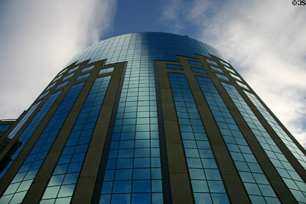 Round surface of West America Bank Building. Sacramento, CA.