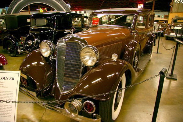 Lincoln KB (1933) once owned by A.P. Giannini, founder of Bank of America, at Towe Auto Museum. Sacramento, CA.