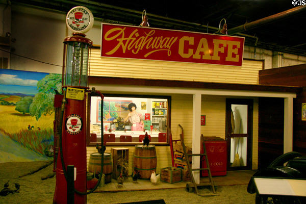 Antique highway cafe at Towe Auto Museum. Sacramento, CA.