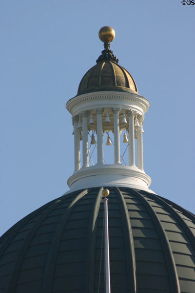 Lantern cupola in Roman-Corinthian style atop dome of California State Capitol. Sacramento, CA.