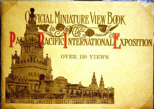 Official miniature view book of the Panama Pacific International Exposition of San Francisco (1915) displayed in California State Capitol. Sacramento, CA.