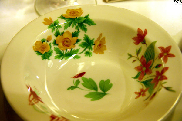 Southern Pacific Railroad Prairie-Mountain Wildflowers pattern bowl (1930s-60s) at California State Railroad Museum. Sacramento, CA.
