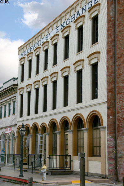 Mechanics Exchange building (116-120 I St.) in Old Sacramento. Sacramento, CA. On National Register.