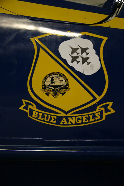 Blue Angels insignia on A-4C Skyhawk at Aerospace Museum of California. Sacramento, CA.