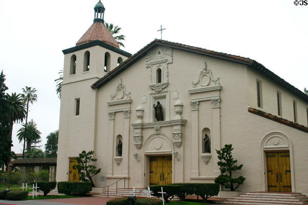 Santa Clara de Asis Mission (1777) on campus of University of Santa Clara. San Jose, CA.