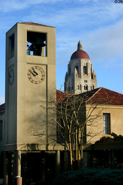Clock Tower & Hoover Tower at Stanford University. Palo Alto, CA.