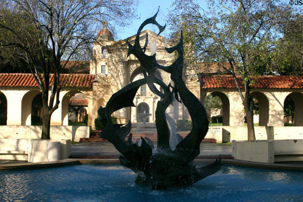 White Memorial Fountain (1964) by Aristides Demetrios in front of Old Union building at Stanford University. Palo Alto, CA.