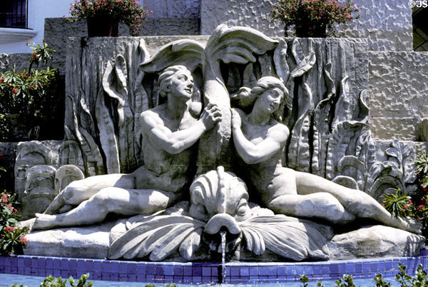 Fountain in front of Santa Barbara County Courthouse. Santa Barbara, CA.