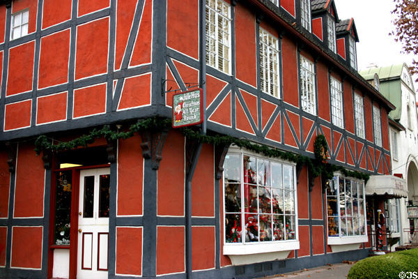 Red half-timbered shop. Solvang, CA.