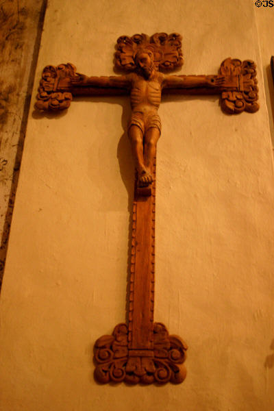Santa Ines Mission crucifix (18thC) from Mexico. Solvang, CA.