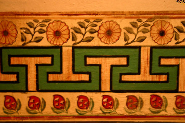 Painted border of Madonna Chapel in Santa Ines Mission. Solvang, CA.