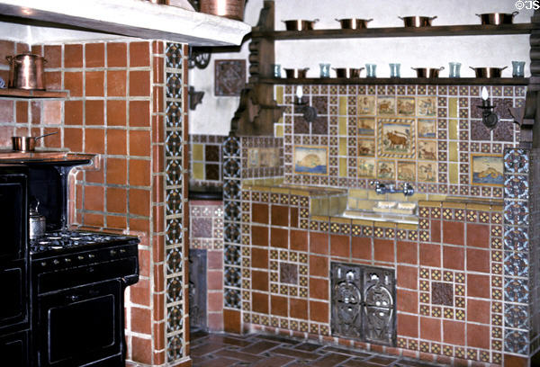 Tiled kitchen in Scotty's Castle. CA.