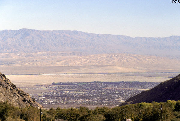 View of Palm Springs from surrounding hills. CA.