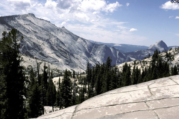 Rocky landscape of Tioga Road exiting Yosemite National Park. CA.