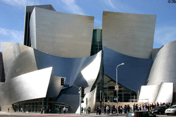 Disney Concert Hall (1988-2003) (111 South Grand Ave.). Los Angeles, CA. Style: Postmodern. Architect: Frank O. Gehry.