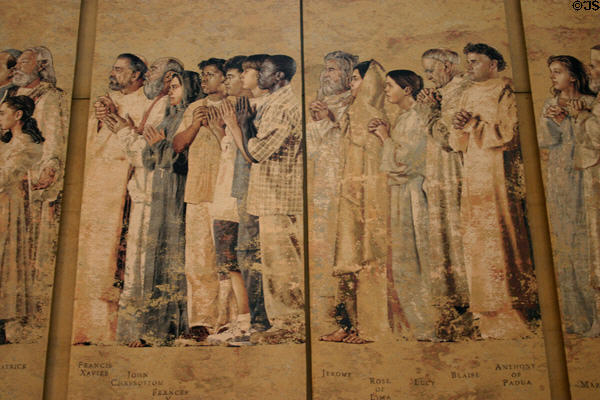 Paintings of saints in Our Lady of the Angels Cathedral. Los Angeles, CA.