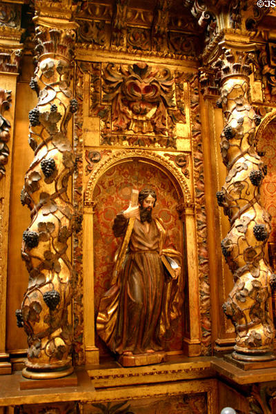 Detail of 18th c baroque Spanish altarpiece now in Our Lady of the Angels Cathedral. Los Angeles, CA.