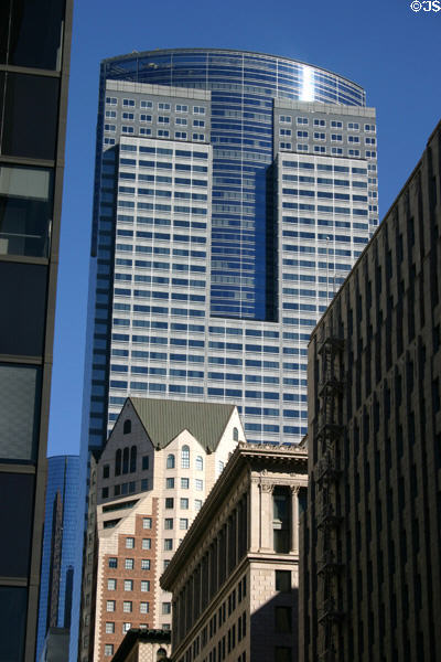 Gas Company Tower (1988-91) (52 floors) (555 West Fifth St.). Los Angeles, CA. Style: Postmodern. Architect: Skidmore, Owings & Merrill.