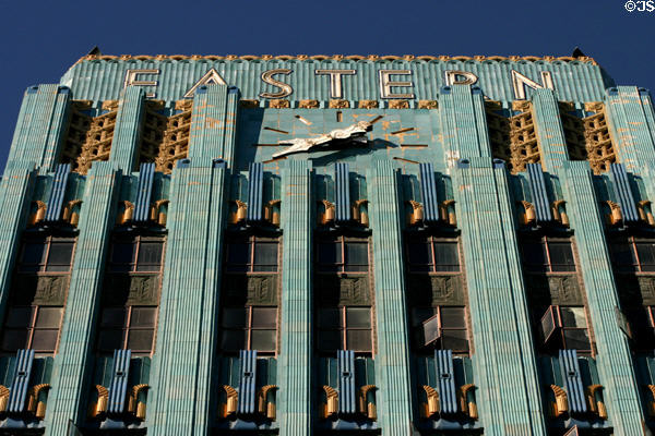 Art Deco top of Eastern Columbia Building. Los Angeles, CA.