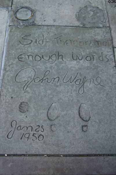 John Wayne concrete sentiments (1950) at Mann's Chinese Theatre. Hollywood, CA.