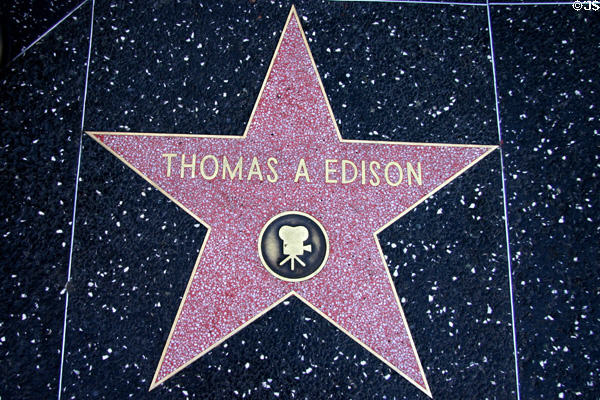 Thomas A. Edison star on Hollywood Walk of Fame. Hollywood, CA.