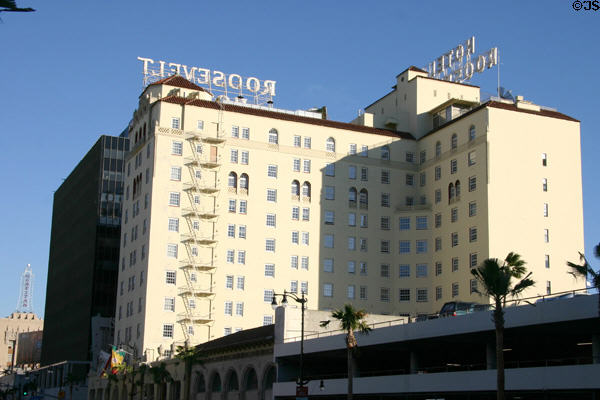 Hollywood Roosevelt Hotel (1926) (12 floors) (7000 Hollywood Blvd.). Hollywood, CA. Style: Spanish Colonial. Architect: Fisher, Lake & Traver. On National Register.