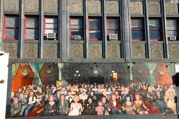 Mural painted on heritage building of Hollywood Stars in movie theater 