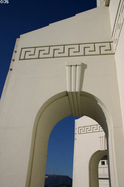 Art Deco arch of Griffith Observatory. Los Angeles, CA.