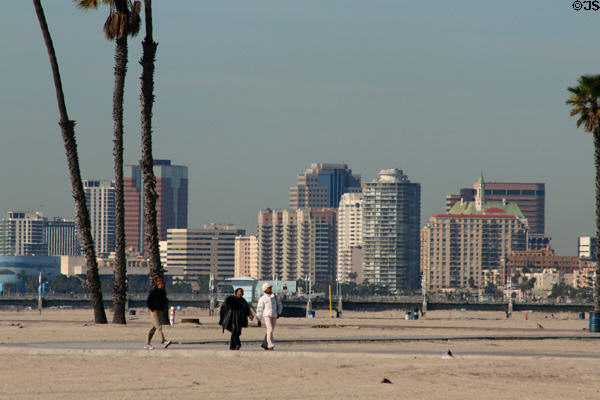 East beaches of Long Beach with Downtown skyline. Long Beach, CA.