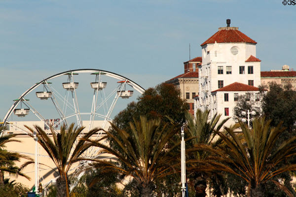Ferris wheel & Ocean Center Building (1929) (14 floors) (110 West Ocean Blvd.). Long Beach, CA. Architect: Meyer & Holler.