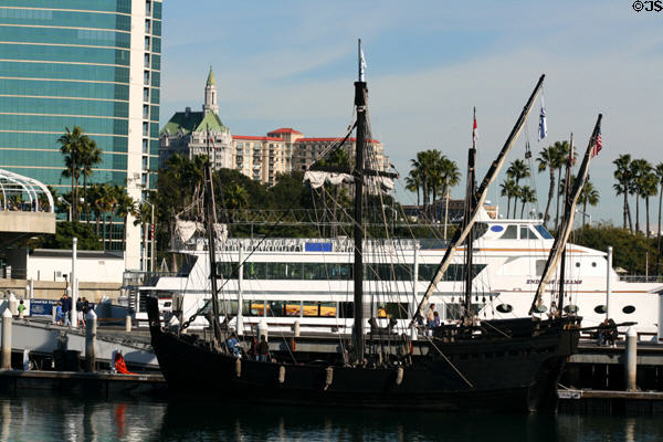 Tall ship Nina & Endless Dreams tour boat at Long Beach waterfront. Long Beach, CA.