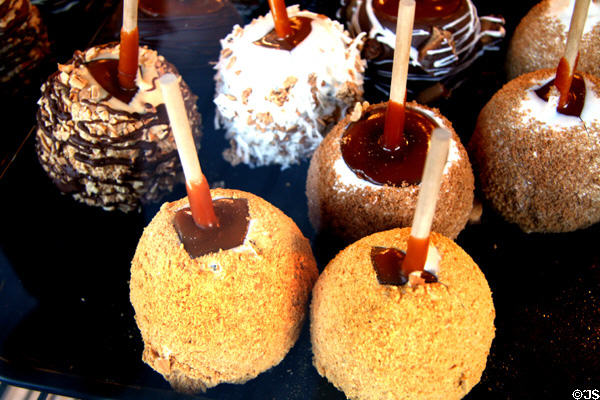 Candied apples in shop at Shoreline Village. Long Beach, CA.