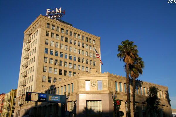 F&M Bank Building (1923) (10 floors) (320 Pine Ave.). Long Beach, CA. Architect: Curlett & Beelman + W. Horace Austin.