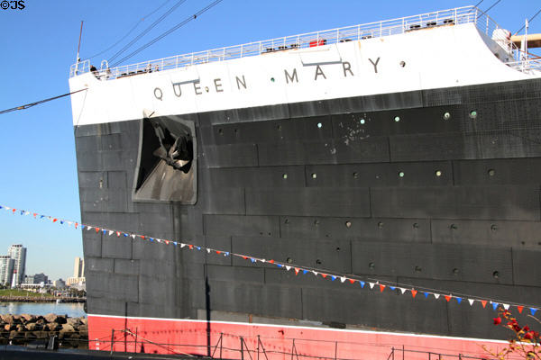 Bow of Queen Mary (1934-6). Long Beach, CA. On National Register.