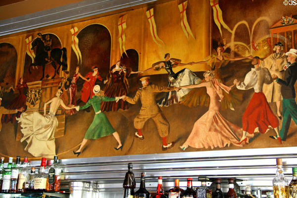 Art Deco mural in Observation Bar on Promenade Deck of Queen Mary. Long Beach, CA.