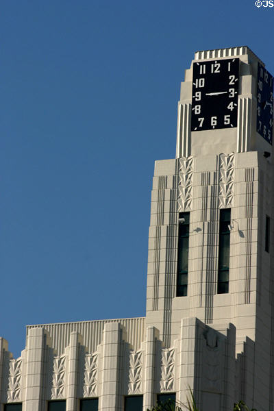 Bay City Guaranty Building Art Deco clock tower. Santa Monica, CA.