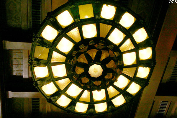 Ceiling chandelier of Los Angeles Union Station. Los Angeles, CA.