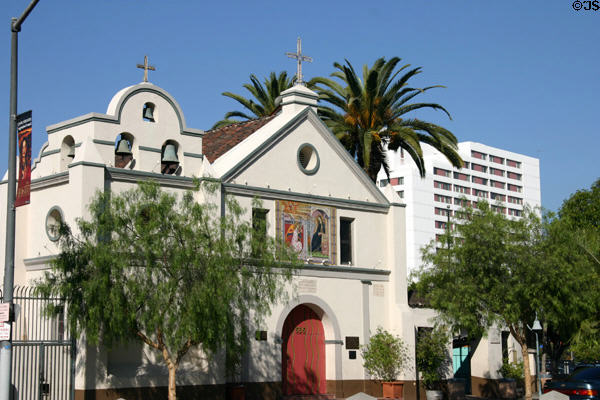 La Placita Church (1822) (La Iglesia de Nuestra Senora la Reina de Los Angeles) off Olvera Street. Los Angeles, CA.