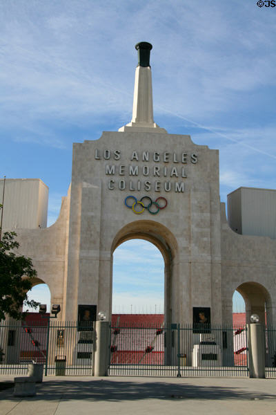 Memorial Coliseum (1921-3) in Exhibition Park site of the 1932 & 1984 Olympic Games. Los Angeles, CA. Architect: John Parkinson & Donald B. Parkinson. On National Register.