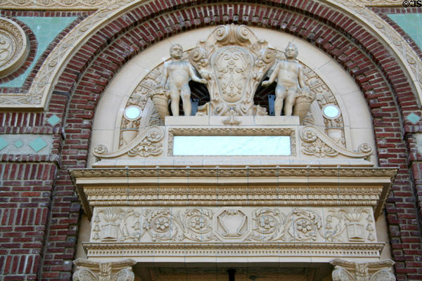 Decorative elements of older State Exposition Building wing of California Science Center. Los Angeles, CA.