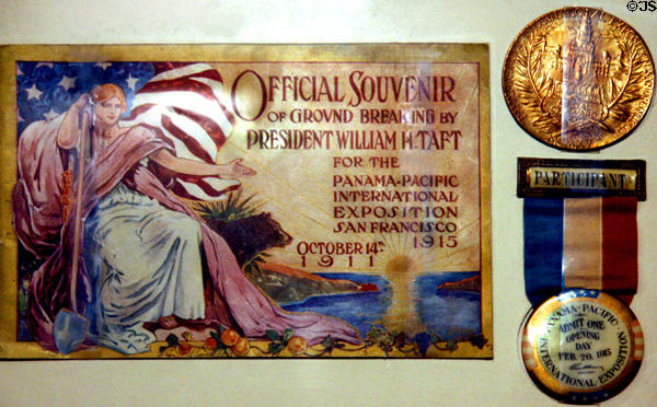 Official souvenir of ground breaking (Oct. 14, 1911) by President William H. Taft for Panama-Pacific International Exposition of San Francisco (1915) at LA County Natural History Museum. Los Angeles, CA.