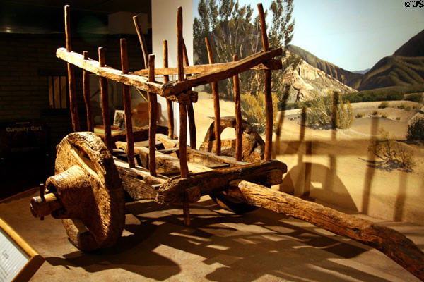 Spanish-style carreta oxcart (c18th C) at LA County Natural History Museum. Los Angeles, CA.