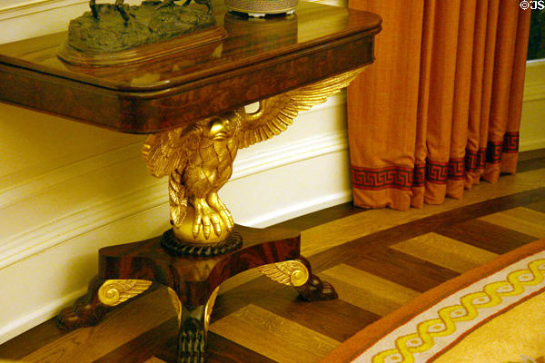Side table supported by eagle in replica of Reagan's oval office at Reagan Museum. Simi Valley, CA.