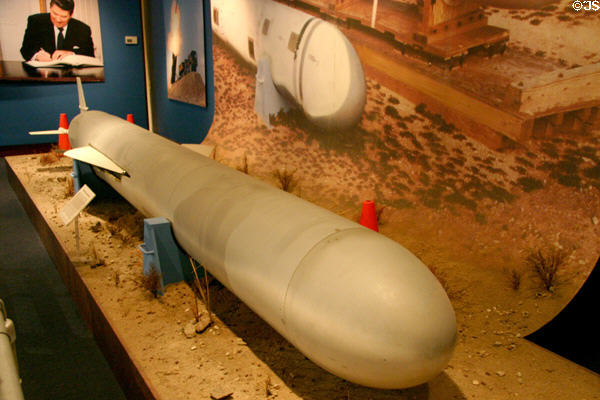 BGM-109 Gryphon Nuclear Missile, one of eight deactivated samples remaining after others were destroyed under terms of 1987 Intermediate Nuclear Force [Reduction] Treaty with USSR at Reagan Museum. Simi Valley, CA.