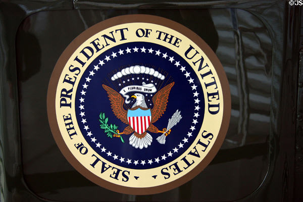 Seal of the President of the United States on Marine One presidential helicopter at Reagan Museum. Simi Valley, CA.
